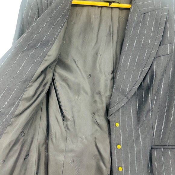 Vtg Escada Navy White Pinstripe Ermenegildo Zegna Wool & Silk Blazer Jacket 36 - Picture 7 of 7